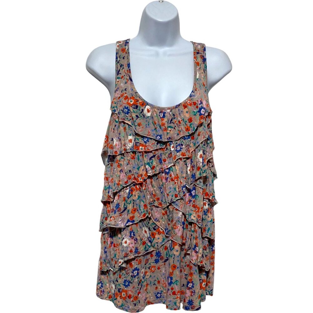Women's XL Floral Sleeveless Pullover Top Crochet Back Designed By-Lauren Conrad